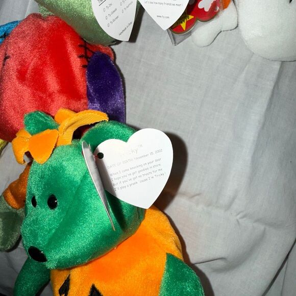Lot of 5 Ty Halloween Beanie Babies • Spooky Ghost Sheets, Pumpkin Bear, Skeleto - Picture 10 of 13